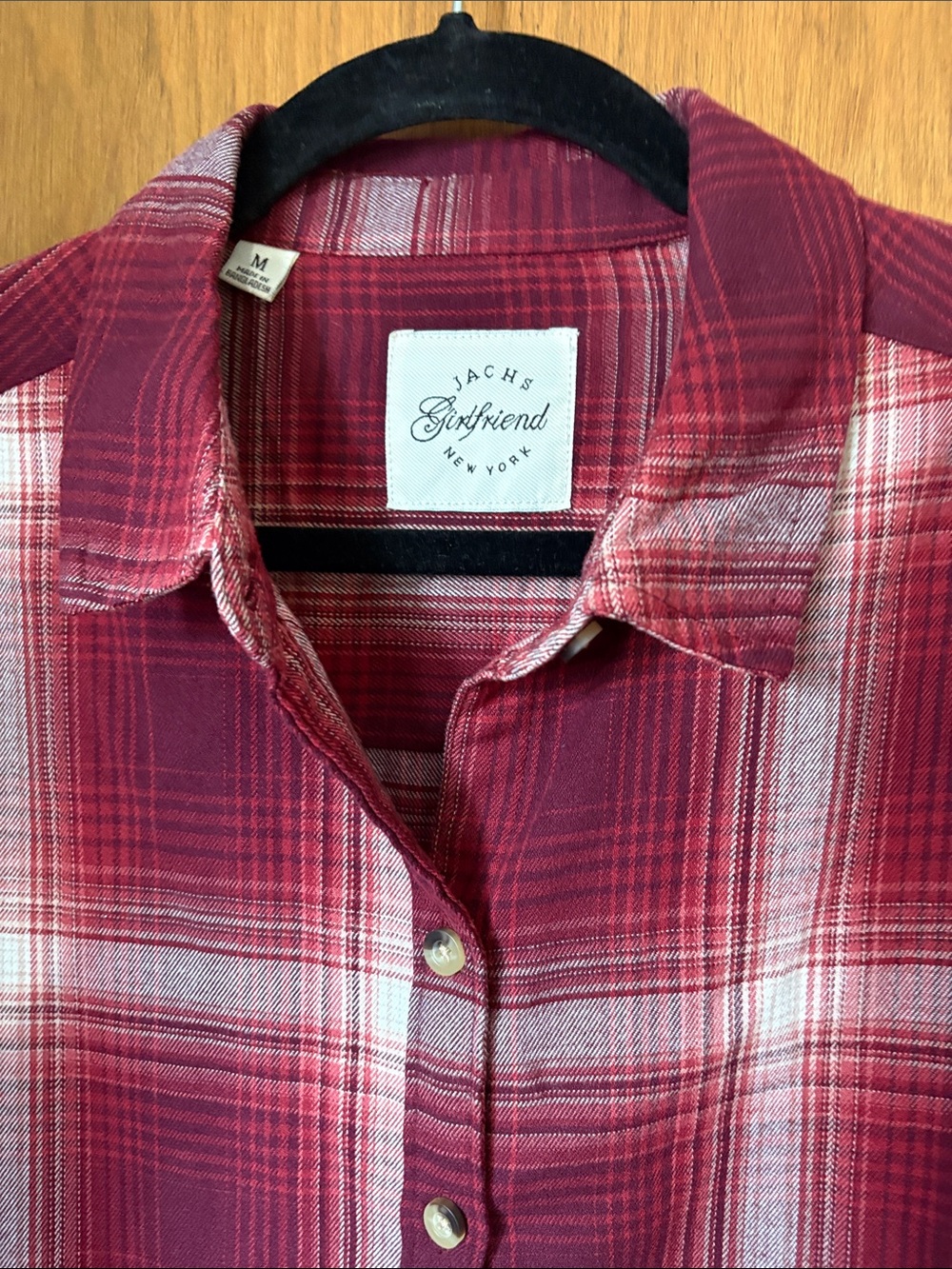 Jachs Girlfriend Women’s Red Plaid Soft Button-Up Flannel Shirt - Picture 6 of 9
